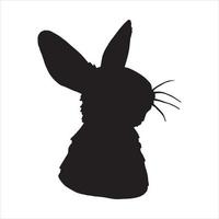 dessin vectoriel, silhouette de lièvre, lapin. impression vintage pour pâques. dessin noir et blanc découpé vecteur
