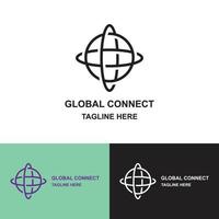 modèle de conception de logo de connexion globale. vecteur