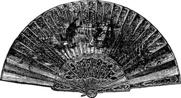 fan de la queue d'un paon, gravure vintage. vecteur