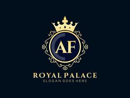 lettre af logo victorien de luxe royal antique avec cadre ornemental. vecteur