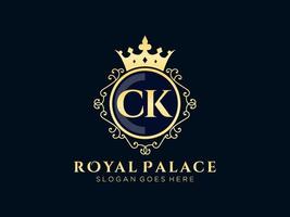 lettre ck logo victorien de luxe royal antique avec cadre ornemental.nt vecteur