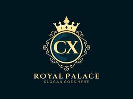 lettre cx logo victorien de luxe royal antique avec cadre ornemental.nt vecteur