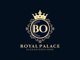 lettre bo logo victorien de luxe royal antique avec cadre ornemental.nt vecteur