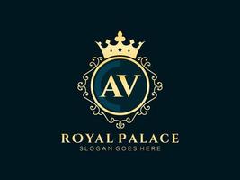 lettre a logo victorien de luxe royal antique avec cadre ornemental.nt vecteur