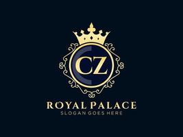 lettre cz logo victorien de luxe royal antique avec cadre ornemental.nt vecteur