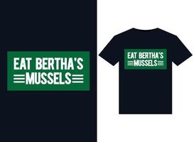 manger des illustrations de moules de bertha pour la conception de t-shirts prêts à imprimer vecteur