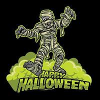 illustration vectorielle de zombie halloween sur fond noir vecteur