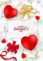 bonne saint valentin, chèques cadeaux, modèle de promotion web bannière avec fond imitation texture marbre pour faire une image du produit vecteur