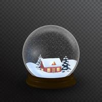 boule à neige avec maison et arbre de Noël. vecteur