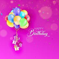 joyeux anniversaire avec des ballons colorés, des cadeaux et des confettis. illustration vectorielle de l'affiche de joyeux anniversaire, vecteur
