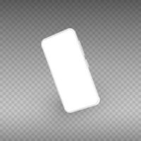 maquette de smartphone blanc. téléphone portable 3d réaliste avec écran vide. modèle de téléphone moderne de vecteur isolé sur fond blanc. illustration du smartphone du téléphone portable, écran 3d de l'appareil