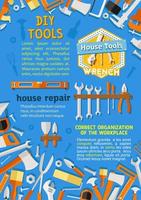 affiche de vecteur d'outils de travail bricolage réparation bricoleur