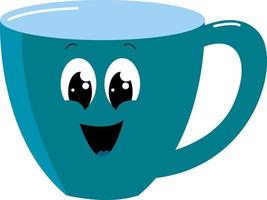 Happy blue cup, illustration, vecteur sur fond blanc.