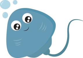 Happy blue stingray, illustration, vecteur sur fond blanc.