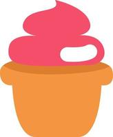 cupcake crème rose, illustration, vecteur sur fond blanc.