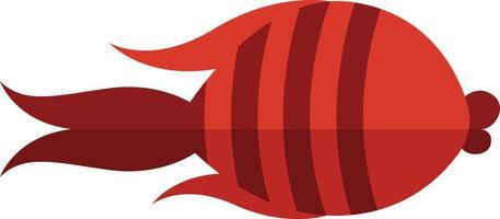 poisson rouge avec trois lignes, illustration, vecteur sur fond blanc.
