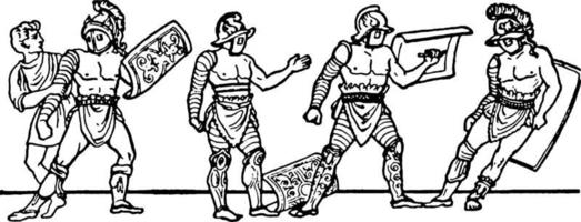 gladiateurs romains, illustration vintage. vecteur