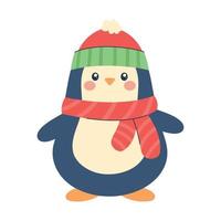 pingouin mignon avec des vêtements de noël vecteur
