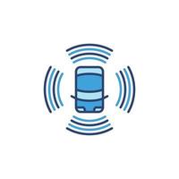 icône bleue automobile autonome - signe de vecteur de voiture autonome