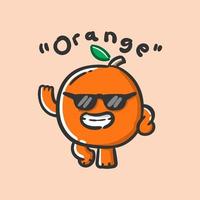 cool personnage orange utiliser des lunettes noires vecteur