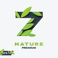 logo numérique 7 feuilles nature vecteur