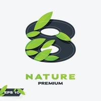 logo numérique 8 feuilles nature vecteur