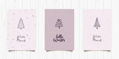cartes postales d'hiver élégantes dans un style minimaliste vecteur