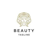 ligne de beauté femme avec modèle de conception de logo de style nature vecteur plat