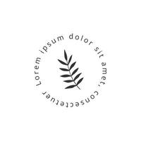 logo féminin minimaliste avec modèle de logo botanique floral dessiné à la main vecteur