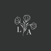 logo monogramme de mariage minimaliste avec fleur dessinée à la main vecteur