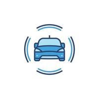 icône bleue de concept de vecteur de voiture autonome sans conducteur