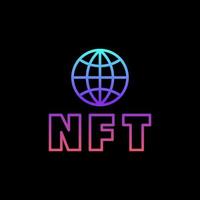 icône colorée de concept de vecteur linéaire nft world. signe symbolique non fongible