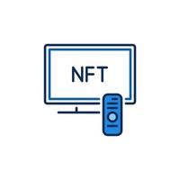 télévision avec icône colorée de concept de vecteur vidéo de jeton nft ou non fongible