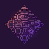 technologie blockchain illustration en forme de losange coloré vecteur