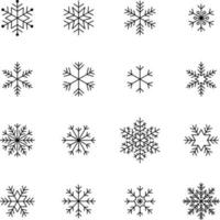 Dispositions de conception de motifs de flocons de neige, variations d'icônes gelées d'hiver, motif de joyeux noël vecteur