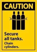 signe d'avertissement sécuriser tous les réservoirs, cylindres de chaîne vecteur