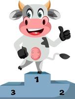 vache sur scène gagnante, illustration, vecteur sur fond blanc.