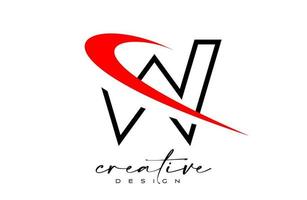 contour w lettre logo design avec swoosh rouge créatif. lettre w icône initiale avec vecteur de forme incurvée