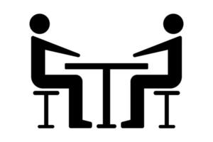 deux personnes assises à une icône de table. équipe, partenaires, traiter, manger. illustration vectorielle vecteur