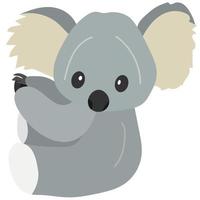 koala de personnage de vecteur enfantin de dessin animé mignon. graphiques vectoriels. isolé sur fond blanc