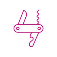 eps10 vecteur rose dessin au trait icône multi couteau isolé sur fond blanc. symbole de contour de couteau de poche de camping dans un style moderne simple et plat pour la conception de votre site Web, votre logo et votre application mobile