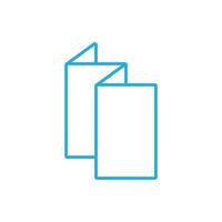 eps10 vecteur bleu à trois volets ou icône de ligne de dépliant isolé sur fond blanc. dépliant en papier pliant ou symbole de livret dans un style moderne simple et plat pour la conception de votre site Web, votre logo et votre application mobile