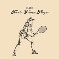 illustration vectorielle de joueur de tennis féminin rétro vecteur