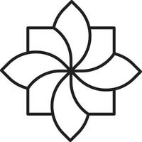 illustration abstraite du logo de la fleur à quatre pétales dans un style branché et minimal vecteur