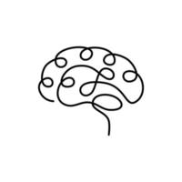 silhouette de conception de cerveau de contour. création de logos. cerveau minimaliste dessiné à la main. vecteur