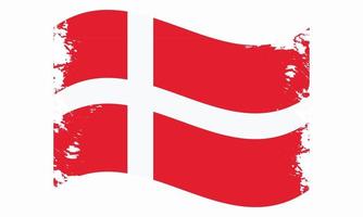 conception de drapeau de brosse grunge ondulé danemark vecteur