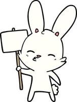 lapin de dessin animé de personnage de doodle vecteur