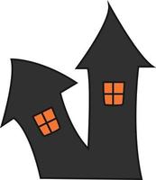 maison d'halloween noire, illustration, sur fond blanc. vecteur