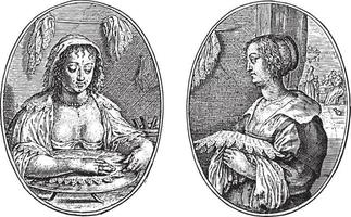 étoile de mer et demoiselle d'honneur, crispijn van de passe ii, 1641, illustration vintage. vecteur