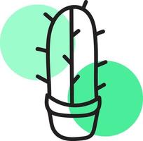long cactus dans un petit pot, illustration, vecteur sur fond blanc.